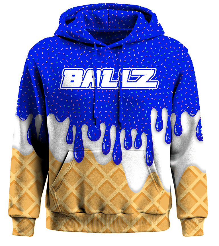 Youth Dark Blue Ice Cream Drip Hoodie