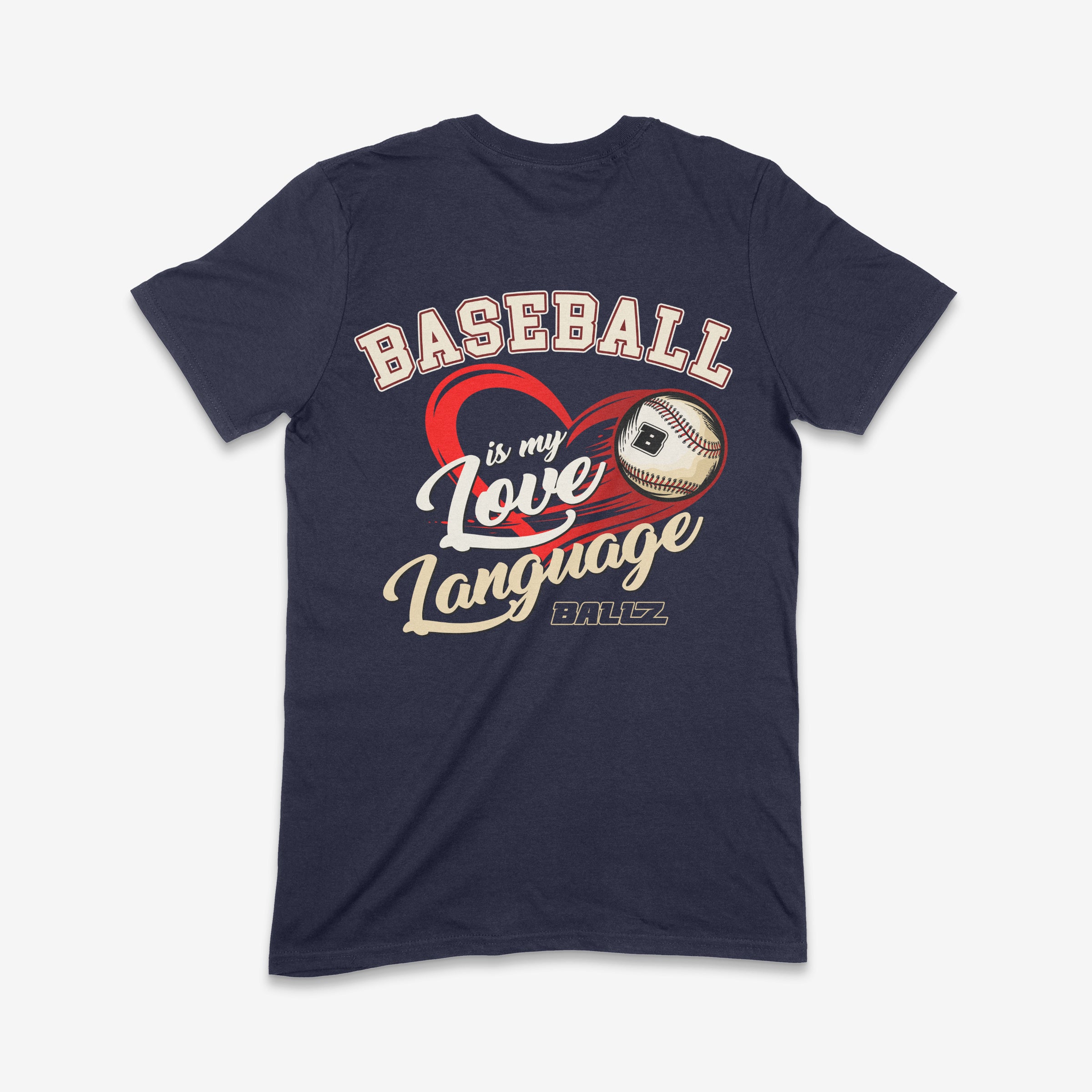 Adult Baseball is My Love Language T-Shirt (Navy Blue) Main image