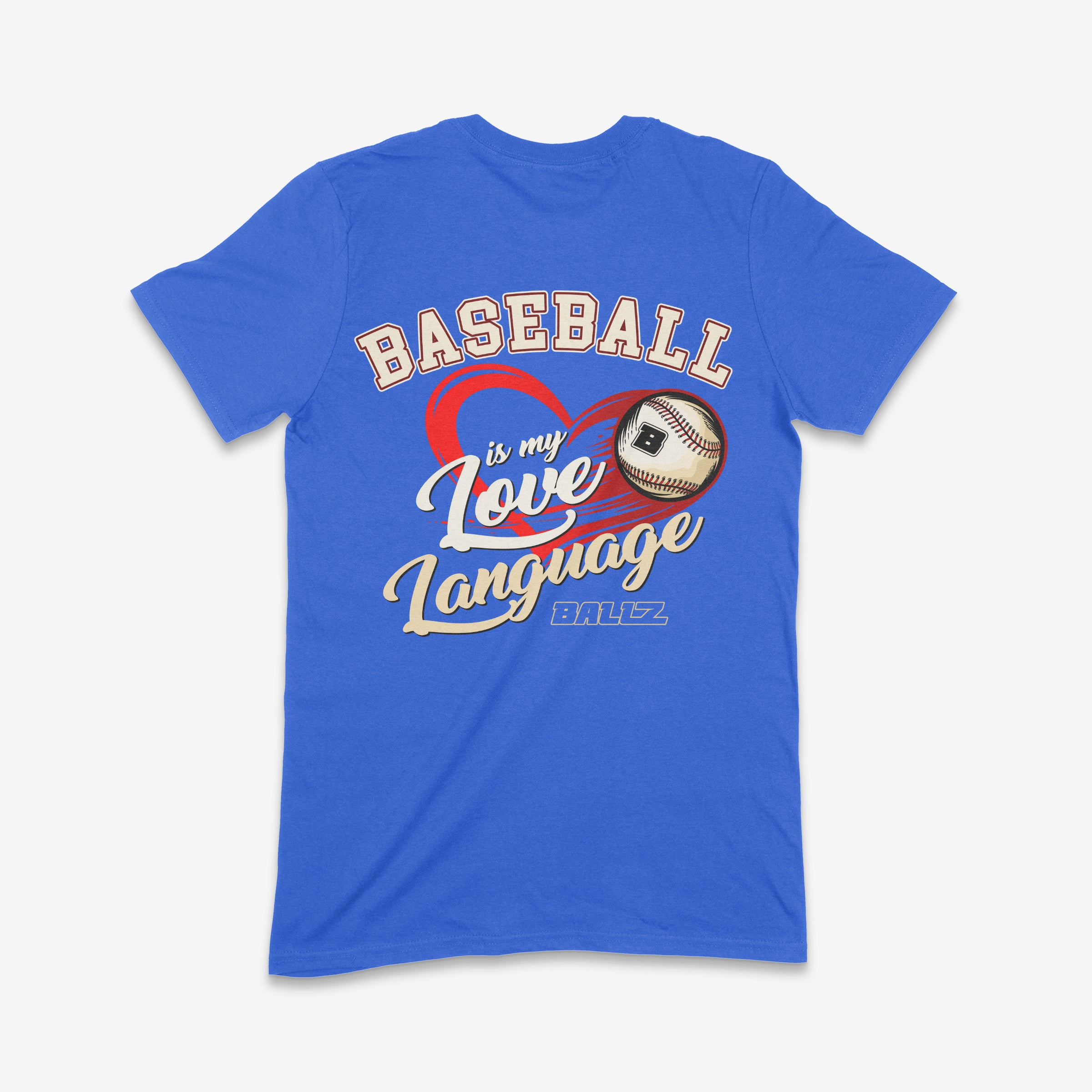 Adult Baseball is My Love Language T-Shirt (Royal Blue)