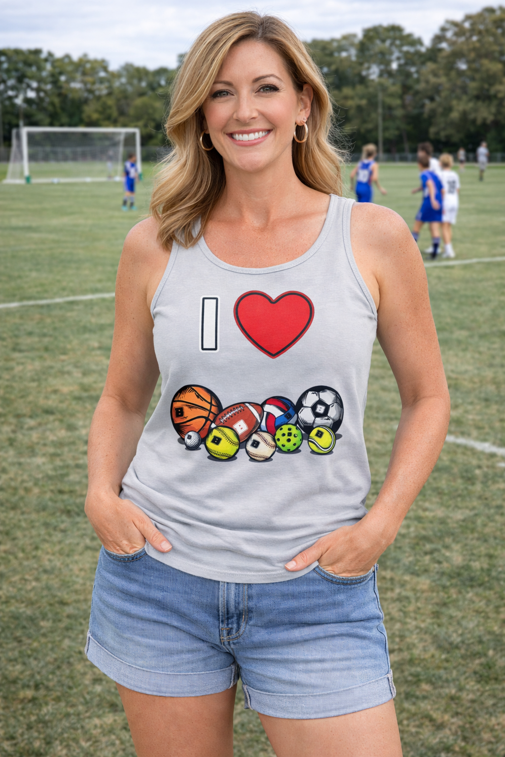 I Love Sports Ladies Tank Top – Matching Family Tees for Game Day