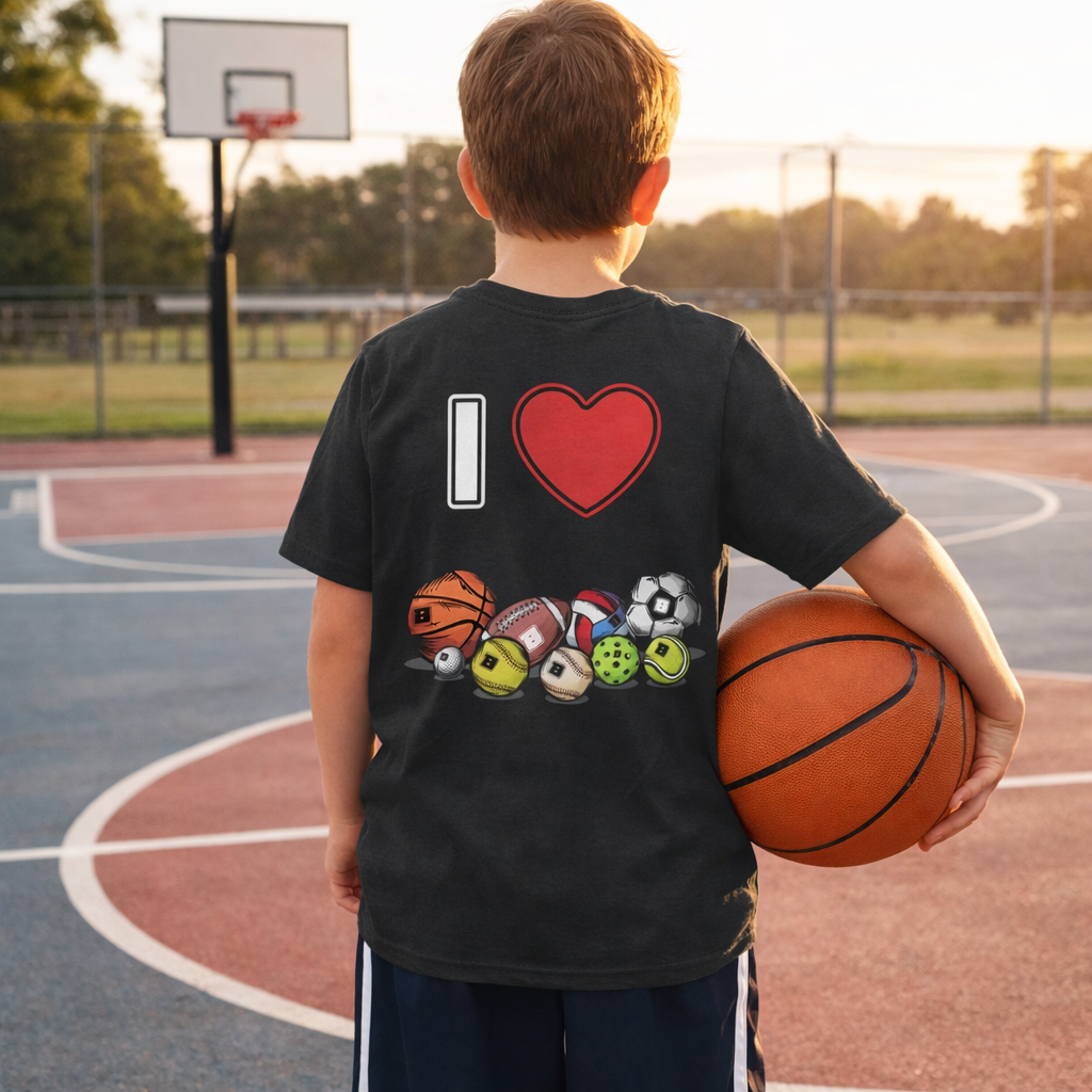I Love Sports T-Shirt (Youth) – Matching Family Tees for Game Day Main image