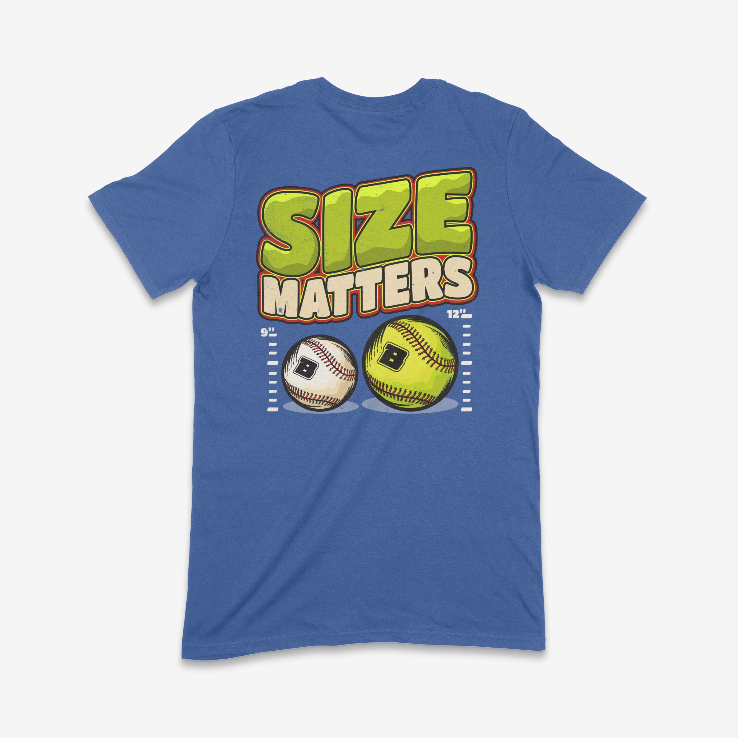 Yellow Size Matters Softball vs Baseball Adult T-Shirt Secondary image